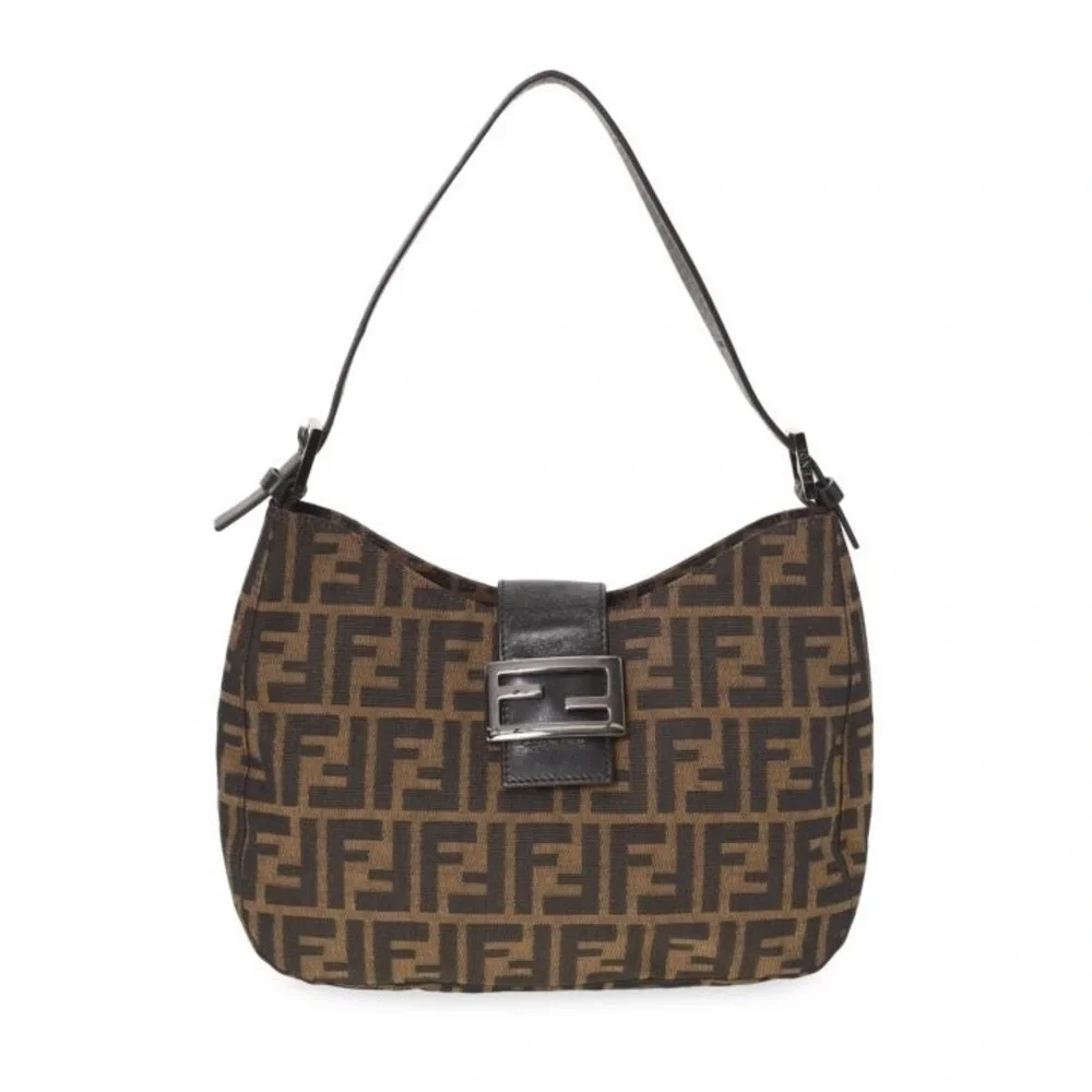 Fendi Zucca Canvas Baguette Shoulder Hobo Bag